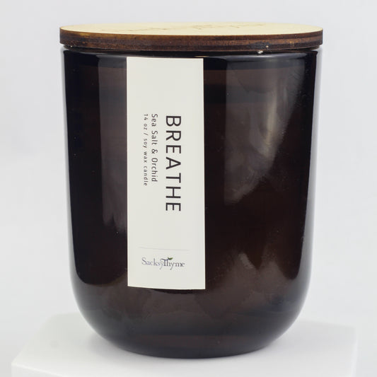 BREATHE Sea Salt & Orchid, Glass Jar Candle 14oz